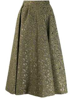 Rochas A-line brocade midi skirt