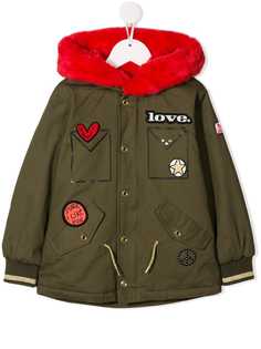 Little Marc Jacobs TEEN embroidered fur collar jacket