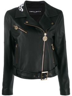 Frankie Morello logo embroidered biker jacket