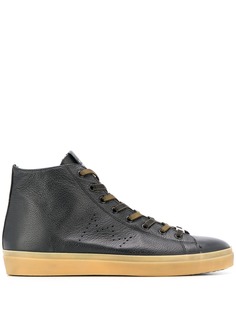 Leather Crown logo hi-top sneakers