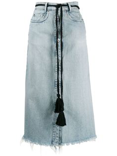 Miu Miu tassel belt denim midi skirt