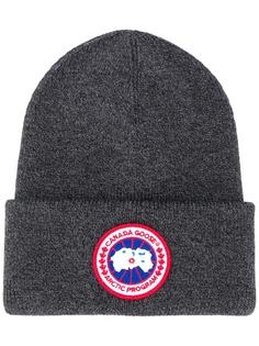 Canada Goose logo patch beanie hat