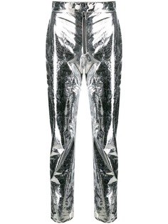 MSGM укороченные брюки с эффектом металлик