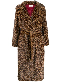 Sara Battaglia leopard print belted coat