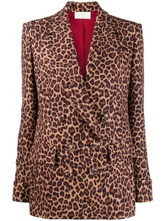 Sara Battaglia double breasted leopard print jacket