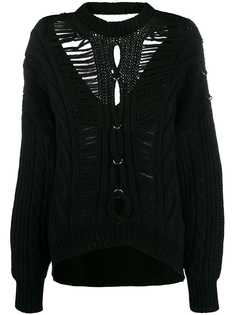 Diesel Black Gold slashed cable-knit cardigan