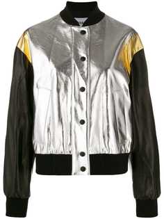 MSGM укороченная куртка-бомбер с эффектом металлик