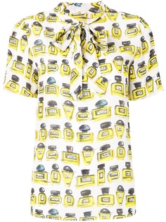 Boutique Moschino блузка с бантом и принтом духов