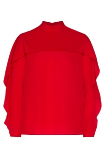 Красная шелковая блузка с оборкой RED Valentino