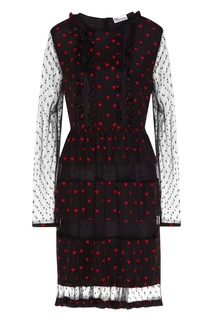 Черное платье с сетчатыми вставками RED Valentino