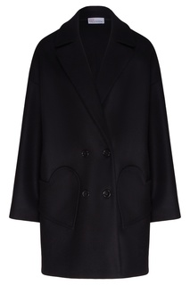 Черное пальто с фактурными сердцами RED Valentino