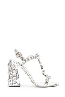 Серебристые босоножки Keira с кристаллами Dolce & Gabbana