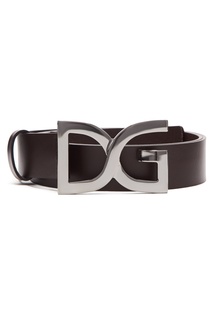Коричневый ремень с пряжкой-монограммой Dolce & Gabbana