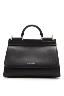 Черная кожаная сумка Sicily Dolce & Gabbana