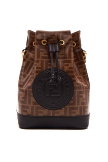 Коричневая кожаная сумка Mon Tresor Fendi