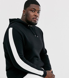 Черный худи с белыми полосками по бокам ASOS DESIGN Plus - Черный