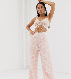 Розовые брюки с широкими штанинами и отделкой Missguided Petite - Розовый