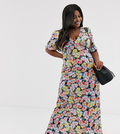 Чайное платье макси с цветочным принтом ASOS DESIGN Curve - Мульти