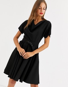 Черное платье-кимоно мини со свободным воротом Closet London - Черный