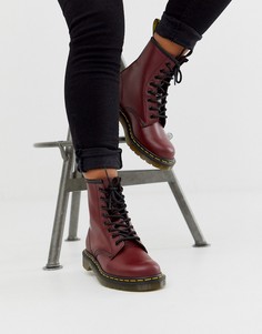 Кожаные ботинки вишневого цвета с 8 парами люверсов Dr Martens 1460 - Красный