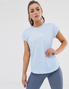 Голубая футболка с логотипом adidas Training - Синий