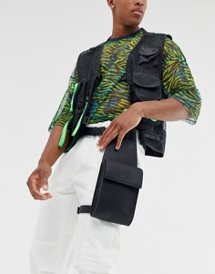 Черная сумка-бандаж из зернистой искусственной кожи с ремешком на ногу ASOS DESIGN - Черный