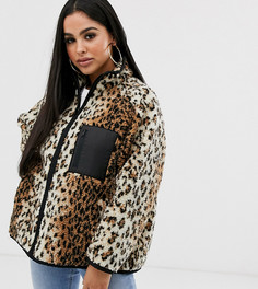 Флисовая куртка с леопардовым принтом ASOS DESIGN Petite - Мульти