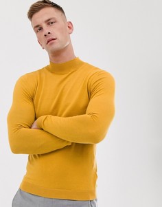 Хлопковый джемпер горчичного цвета с высоким воротом ASOS DESIGN - Желтый