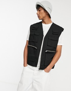 Черный жилет в стиле милитари ASOS DESIGN - Черный