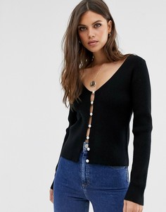 Кардиган с перламутровыми пуговицами Fashion Union - Черный