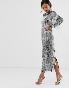 Платье-туника миди с пайетками и бахромой ASOS EDITION - Серебряный