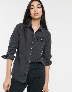 Черная джинсовая рубашка с карманом ASOS DESIGN - Черный