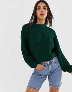 Укороченный джемпер с пышными рукавами In The Style - Зеленый