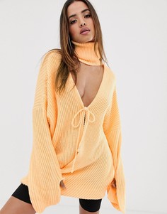 Джемпер-водолазка с вырезом на спине In The Style - Оранжевый