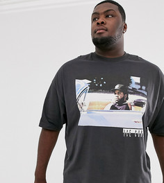 Выбеленная черная футболка-oversize с принтом Ice Cube ASOS DESIGN Plus - Черный