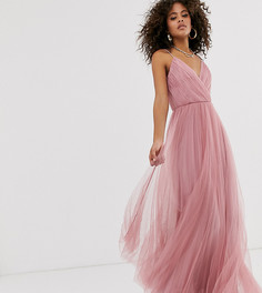 Плиссированное платье макси из тюля ASOS DESIGN Tall - Розовый