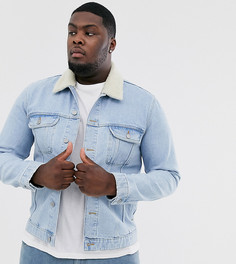 Светлая джинсовая куртка со съемным воротником из искусственного меха ASOS DESIGN Plus - Синий