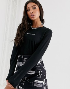 Футболка с длинным рукавом с логотипом Calvin Klein Jeans - Черный