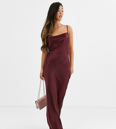 Блестящее платье-комбинация макси со шнуровкой на спине ASOS DESIGN Petite - Фиолетовый