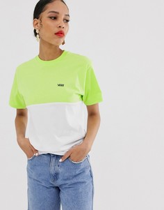 Неоновая футболка колор блок с маленьким логотипом Vans - Зеленый