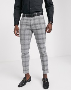 Брюки в черную и белую клетку Moss London - Черный