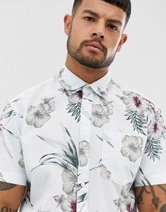 Белая рубашка с короткими рукавами и принтом Jack & Jones Essentials - Белый