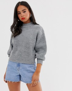 Джемпер крупной вязки с круглым вырезом ASOS DESIGN - Серый