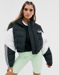 Укороченная черная дутая куртка adidas Originals - Черный