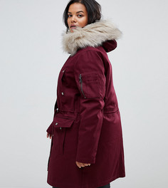 Темно-бордовая парка с отстегиваемым искусственным мехом ASOS DESIGN Curve - Фиолетовый