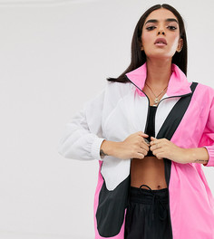 Бело-розовая oversize-куртка с галочкой Nike - Розовый