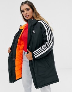 Черная парка с тремя полосками adidas Originals - Черный