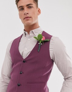 Супероблегающий жилет баклажанового цвета ASOS DESIGN Wedding