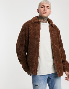 Спортивная куртка с отделкой из искусственного меха ASOS DESIGN - Коричневый