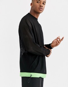 Oversize-лонгслив с рукавами летучая мышь и затягивающимся шнурком ASOS DESIGN - Черный